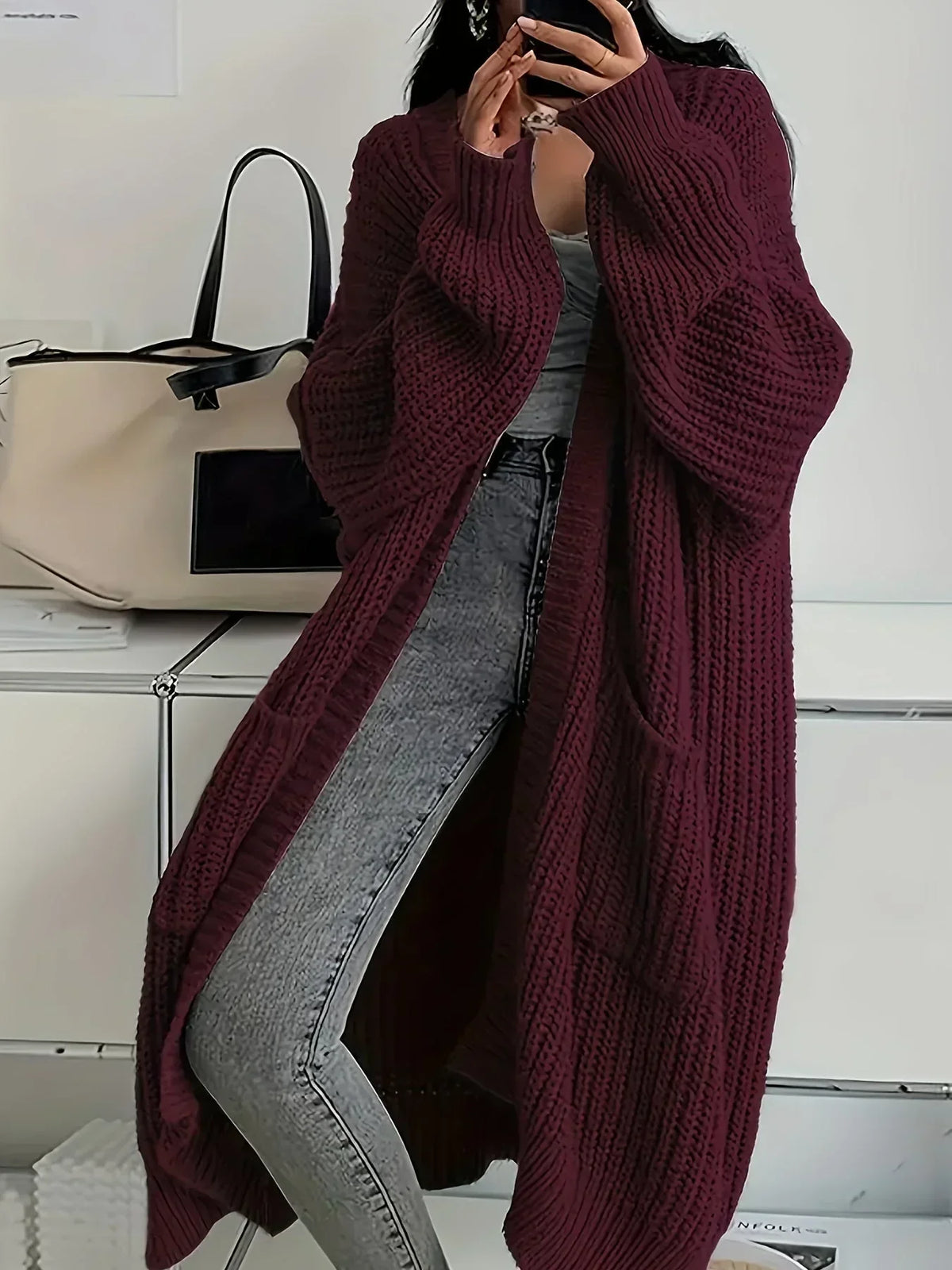 Rose | Women's Long Chunky Knit Cardigan