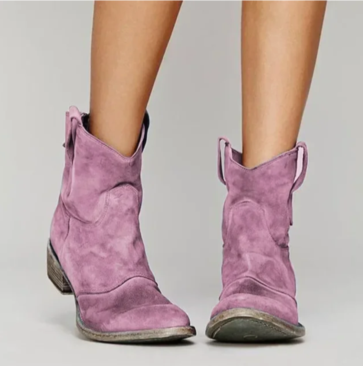 Amber | Women's Suede-Effect Western Ankle Boots