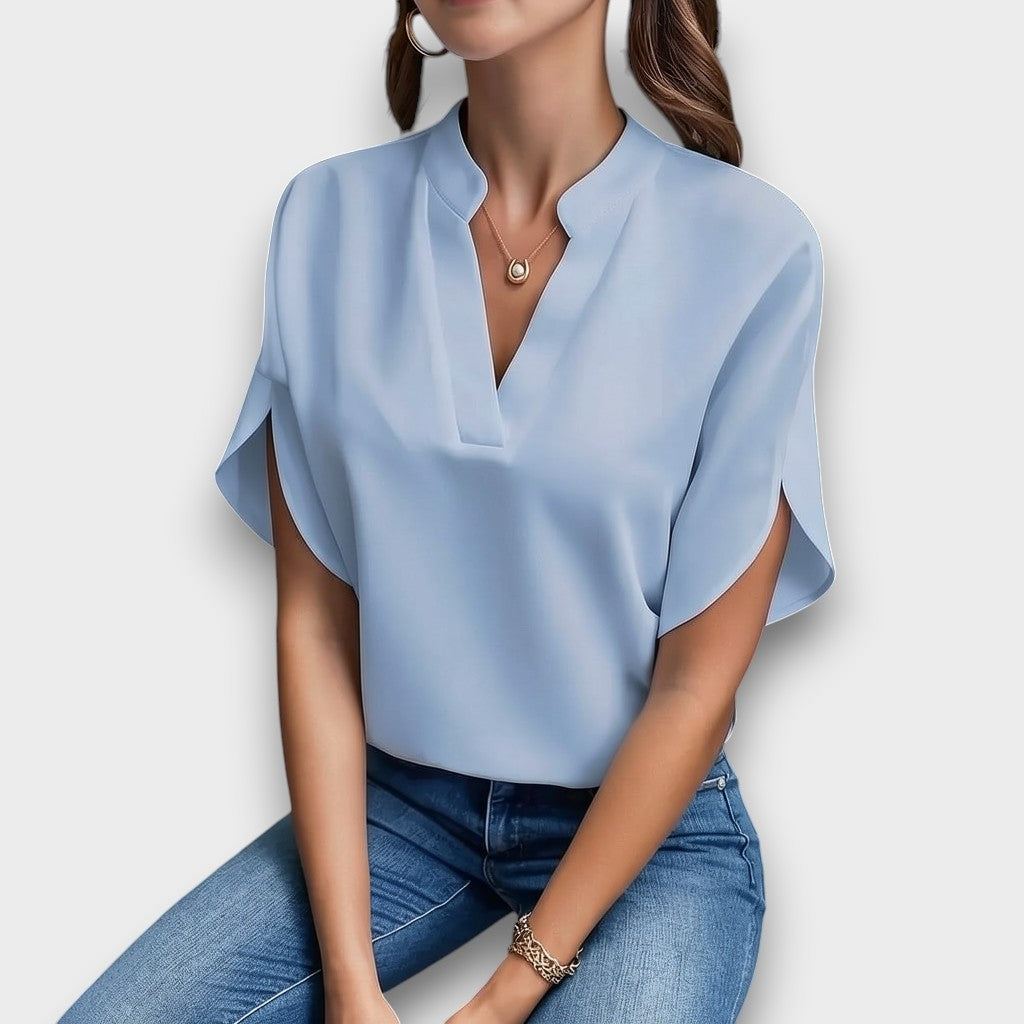 Cordelia | Women's Notch Neck Petal Sleeve Blouse