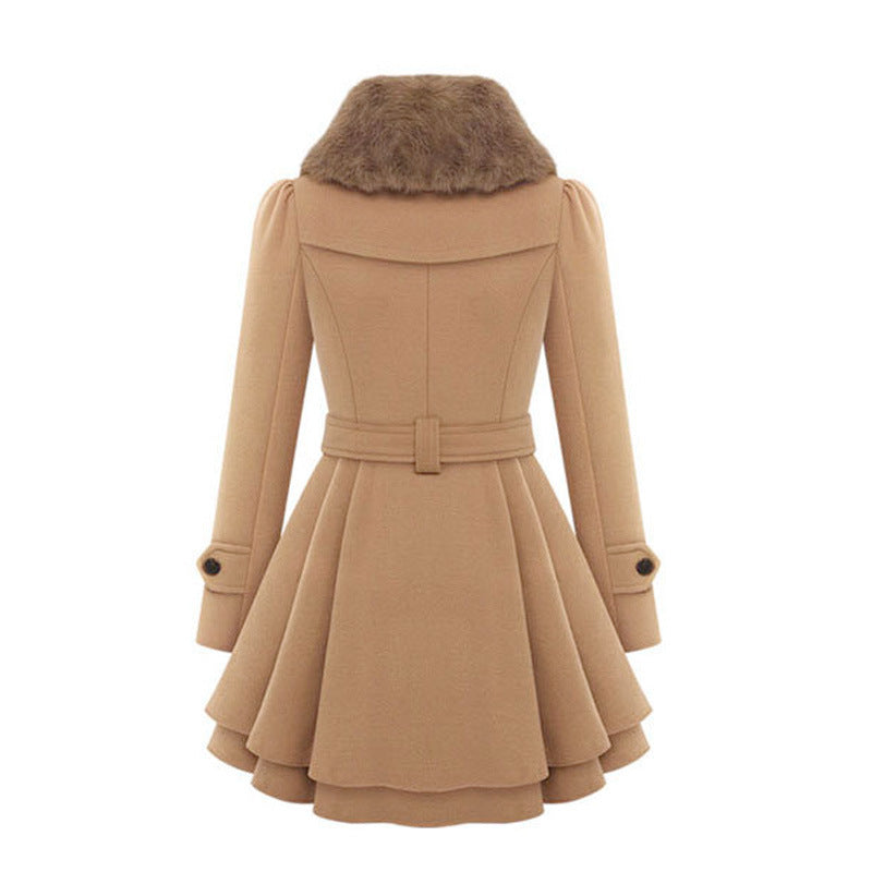 Tina | Women's Double-Breasted Coat with Faux Fur Collar