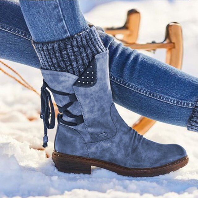 Anne | Women's Vintage Suede Winter Boots with Knit Cuff