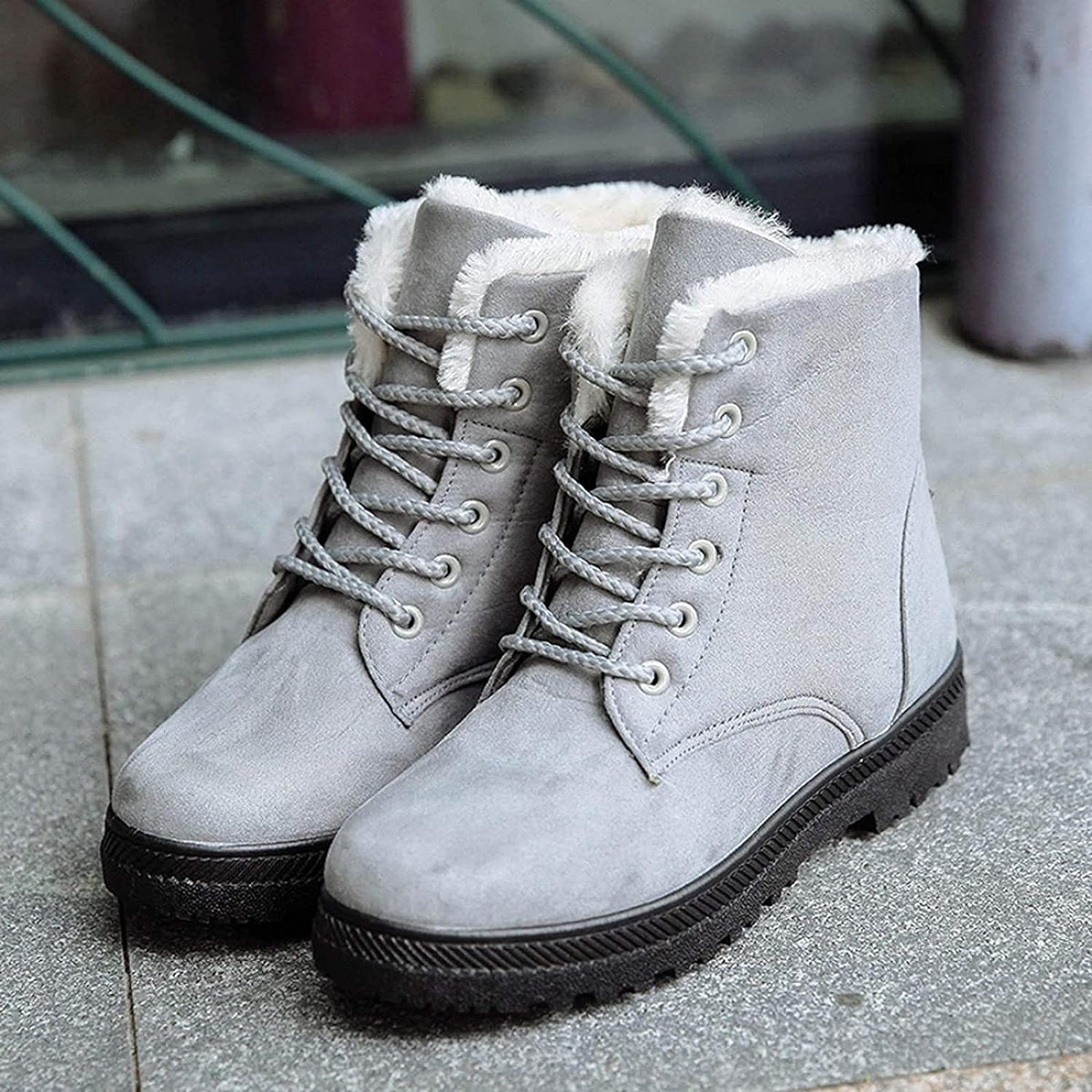 Camilla | Women's Sherpa-Lined Faux Suede Lace-Up Boots