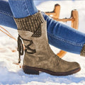 Anne | Women's Vintage Suede Winter Boots with Knit Cuff
