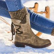 Anne | Women's Vintage Suede Winter Boots with Knit Cuff