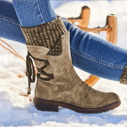 Anne | Women's Vintage Suede Winter Boots with Knit Cuff