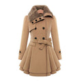 Tina | Women's Double-Breasted Coat with Faux Fur Collar