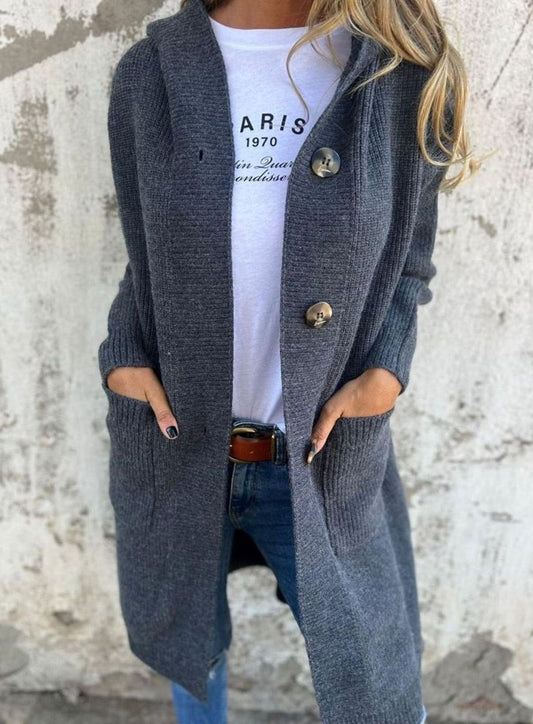 Vanessa | Women's Long Hooded Knit Cardigan